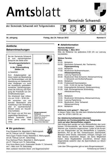 Ausgabe 8 vom 24.02.2012 - Schwendi