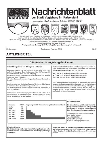 AMTLICHER TEIL - Vogtsburg im Kaiserstuhl