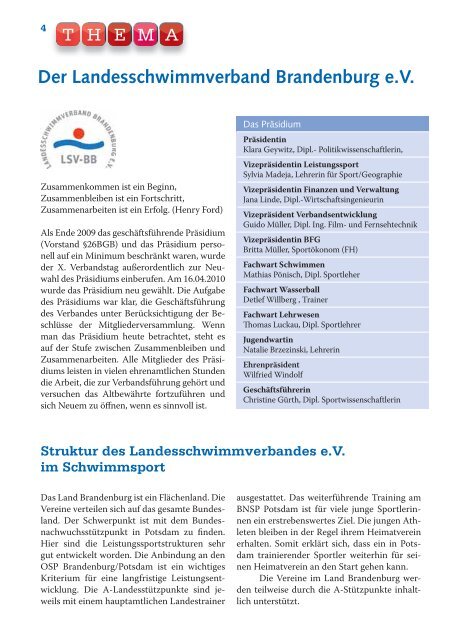 Sportplatz Ausgabe 2 - Landesschwimmverband Brandenburg