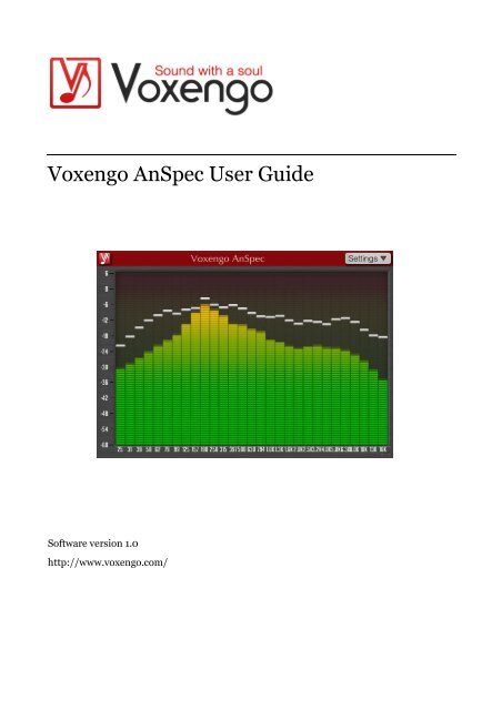 Voxengo AnSpec User Guide