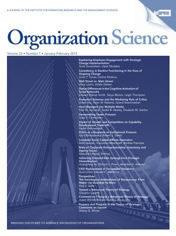 Front Matter (PDF) - Organization Science - Institute for Operations ...