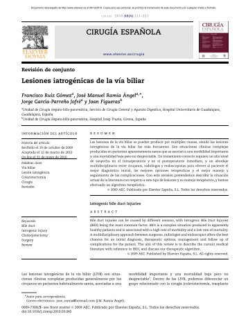 Lesiones iatrogénicas de la vía biliar. (Archivo PDF