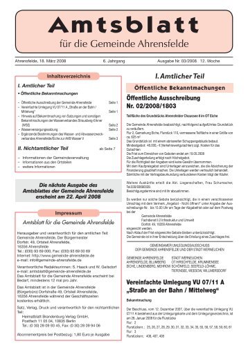 Amtsblatt für die Gemeinde Ahrensfelde