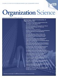 Front Matter (PDF) - Organization Science - Informs