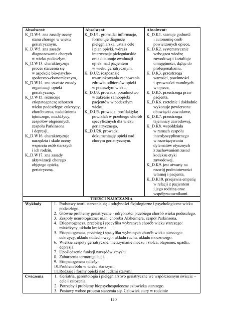 Program kształcenia - Państwowa Wyższa Szkoła Zawodowa w ...