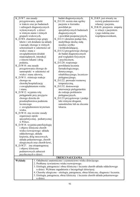 Program kształcenia - Państwowa Wyższa Szkoła Zawodowa w ...