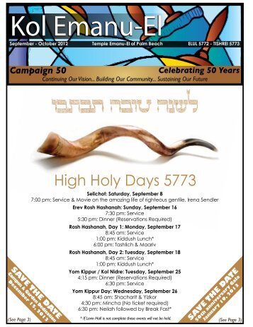 High Holy Days 5773 - Temple Emanu-El of Palm Beach