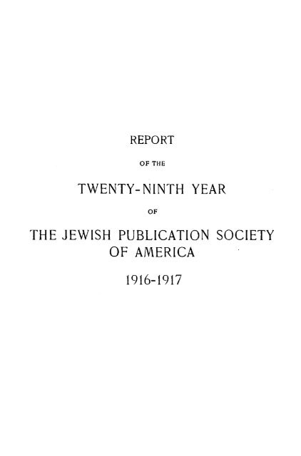 twenty-ninth year the jewish publication society of ... - AJC Archives