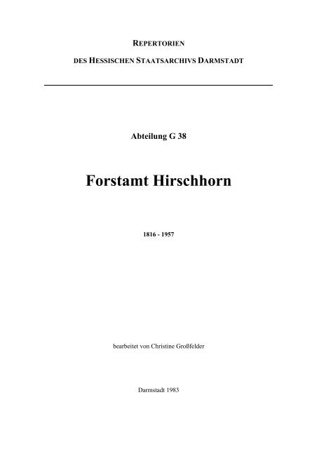 Forstamt Hirschhorn - Hessisches Archiv-Dokumentations - Hessen