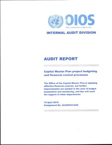 Capital Master Plan project budgeting and financial control processes