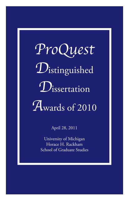 ProQuest - Rackham Graduate School - University of Michigan