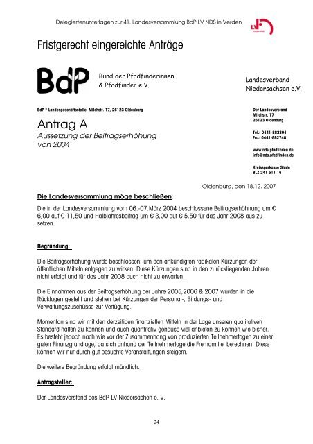 LVHeft 2008 Version 1.3 - BdP - Landesverband Niedersachsen