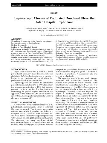 Laparoscopic Closure of Perforated Duodenal Ulcer: the Adan ...