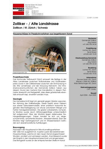 Zolliker-, Alte Landstrasse, Zollikon - Brunner Erben Gruppe