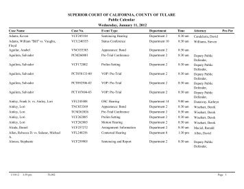 TL002-Public Calendar All Judges - Tulare County Superior Court