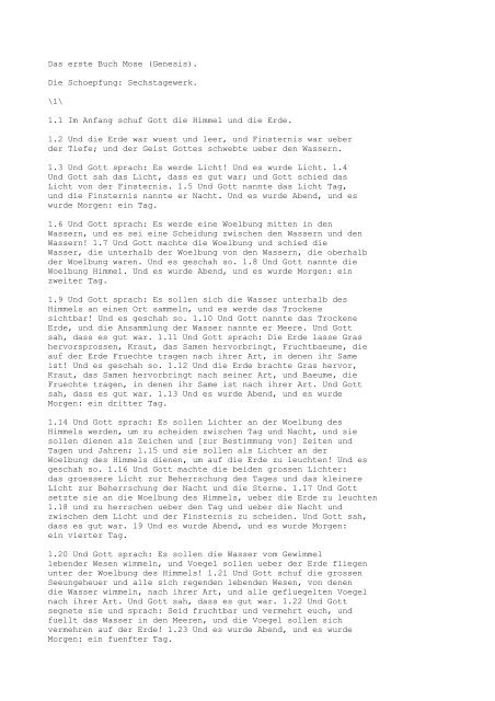 Das Erste Buch Mose Genesis Die Schoepfung Jesus Christus Ist