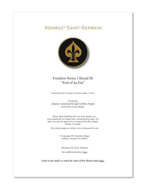 Adamus® Saint-Germain Adamus® Saint-Germain - Crimson Circle