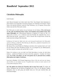 Rundbrief September 2012 Christliche Philosophie