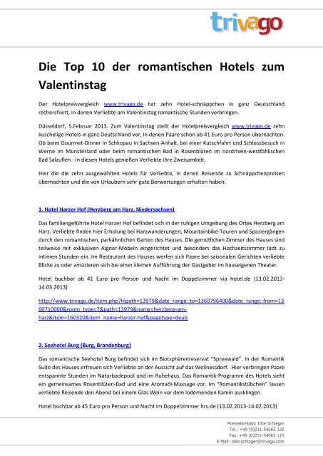 Die Top 10 der romantischen Hotels zum Valentinstag - Trivago.com