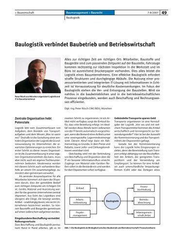 Baulogistik verbindet Baubetrieb und Betriebswirtschaft (PDF) - BRZ