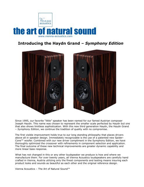 Introducing the Haydn Grand – Symphony Edition - Vienna Acoustics