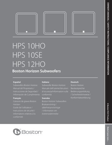 HPS 10HO HPS 10SE HPS 12HO - Home - Boston Acoustics