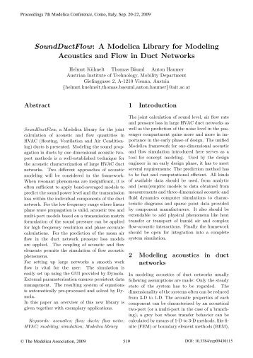 SoundDuctFlow: A Modelica Library for Modeling Acoustics and ...