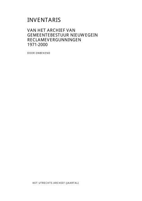 INVENTARIS - Archieven.nl