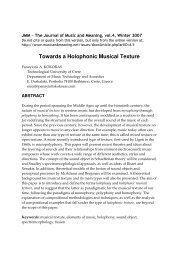 Towards a Holophonic Musical Texture - The Journal of Music and ...