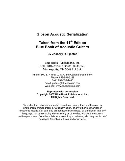 Gibson Acoustic Serialization Taken from the 11 Edition Blue Book ...