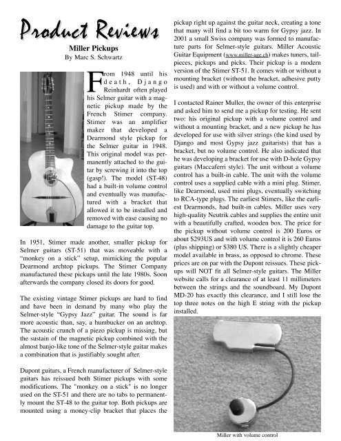 Product Reviews - miller acoustic guitar equipment