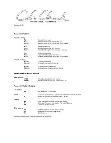 CCG Pricing 100213 - Cole Clark Guitars