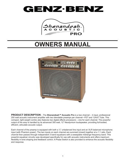 Shen Pro Manual.indd - Genz Benz