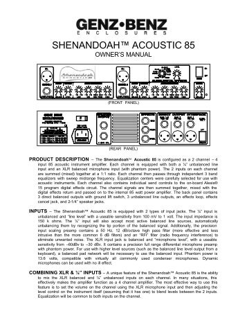 SHENANDOAH™ ACOUSTIC 85 - Genz Benz