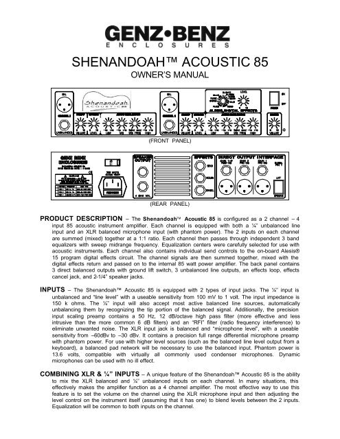 SHENANDOAH™ ACOUSTIC 85 - Genz Benz