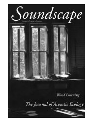 oundscape The Journal of Acoustic Ecology - World Forum for ...