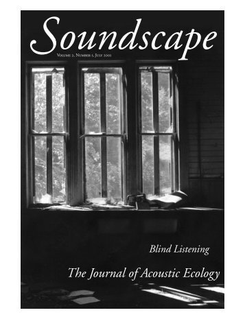 oundscape The Journal of Acoustic Ecology - World Forum for ...
