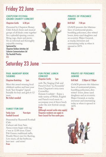 Friday 22 June Saturday 23 June - Chepstow Festival 2012