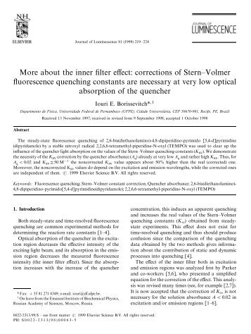 More about the inner filter effect: corrections of Stern—Volmer ...