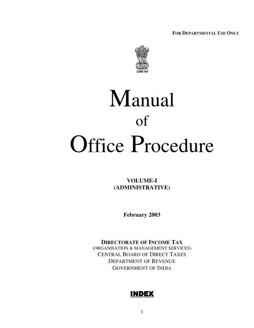 Manual Office Procedure - Income Tax Department