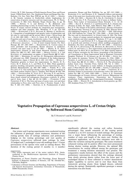 Vegetative Propagation of Cupressus sempervirens