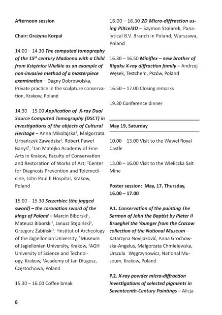 4th Meeting X-ray techniques in investigations of the ... - CrysAC