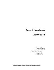 Parent Handbook 2010–2011 - Berklee College of Music