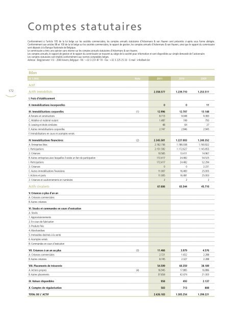 RAPPORT ANNUEL 2011 - Ackermans & van Haaren