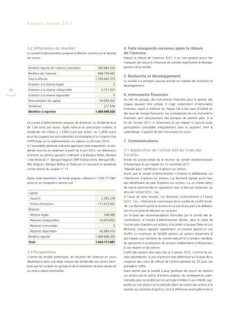 RAPPORT ANNUEL 2011 - Ackermans & van Haaren