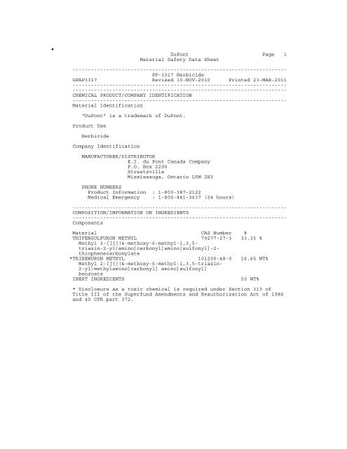 3317 MSDS (PDF) - DuPont