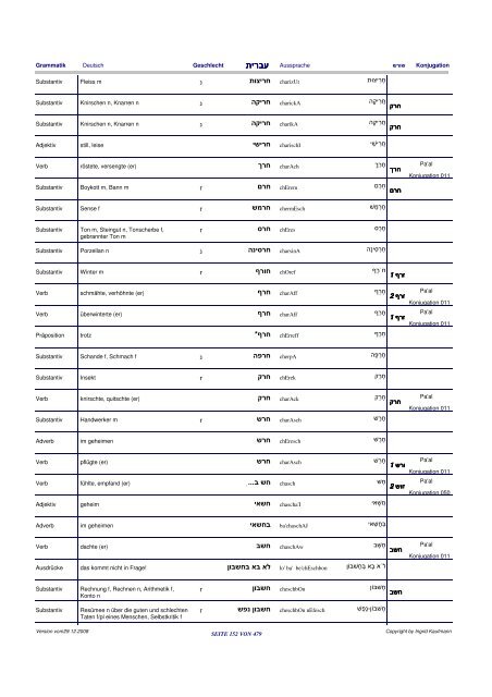 עברית - Hebräisch-Deutsches Wörterbuch