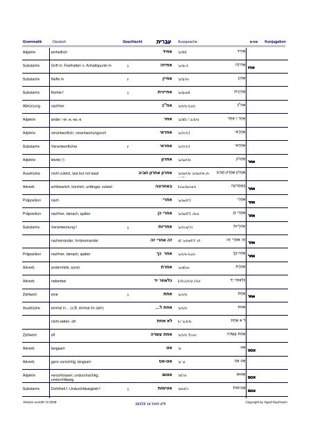 עברית - Hebräisch-Deutsches Wörterbuch