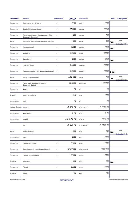 עברית - Hebräisch-Deutsches Wörterbuch