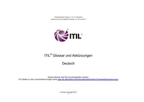 Itil Glossar Und Abkurzungen Deutsch